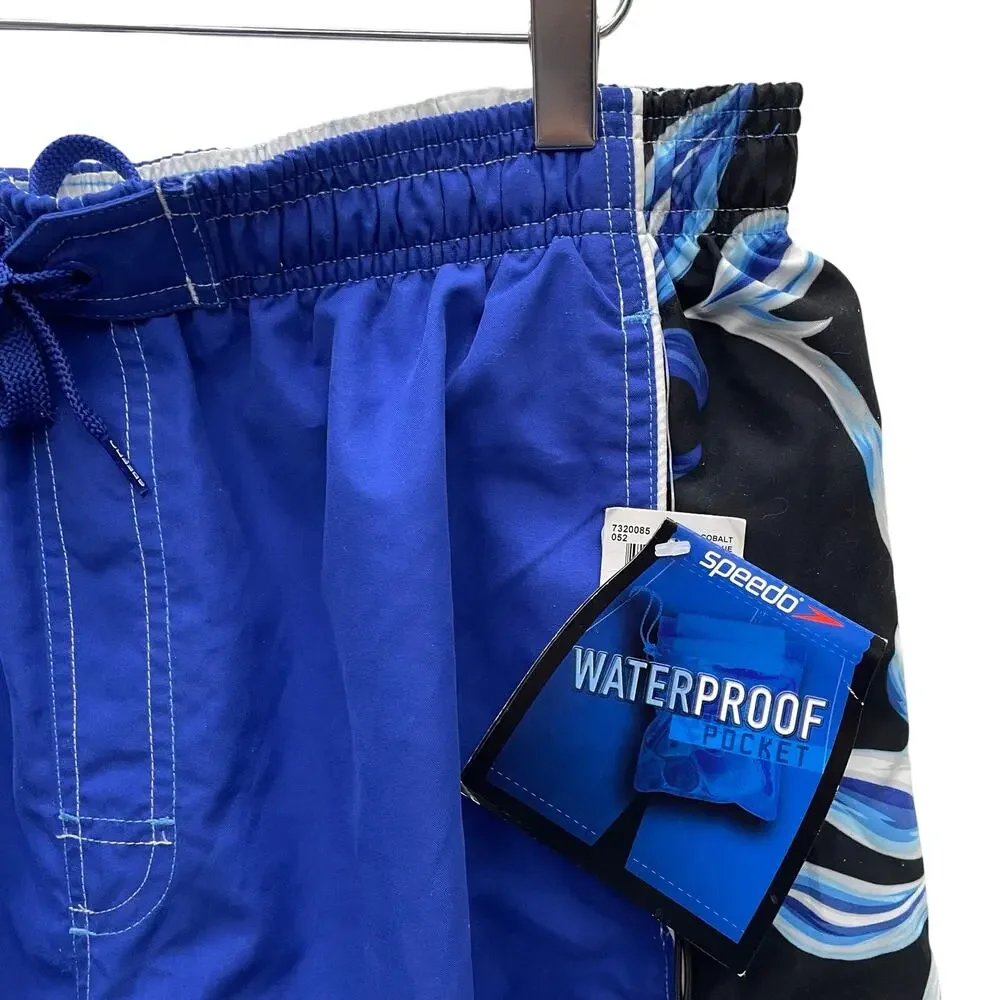 Speedo Cobalt Blue Swim Trunks Waterproof Pocket Size XL NWT